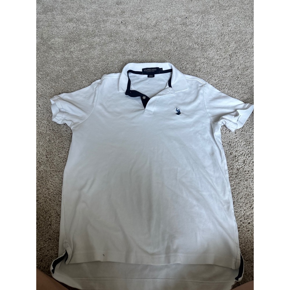 White Polo Shirt Mens US Polo Assn Short Sleeve Luxury Feel Logo Top Small S